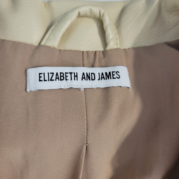 Elizabeth and James Cream Faux Leather Asymmetric Zip Moto Jacket - Picture 6 of 9